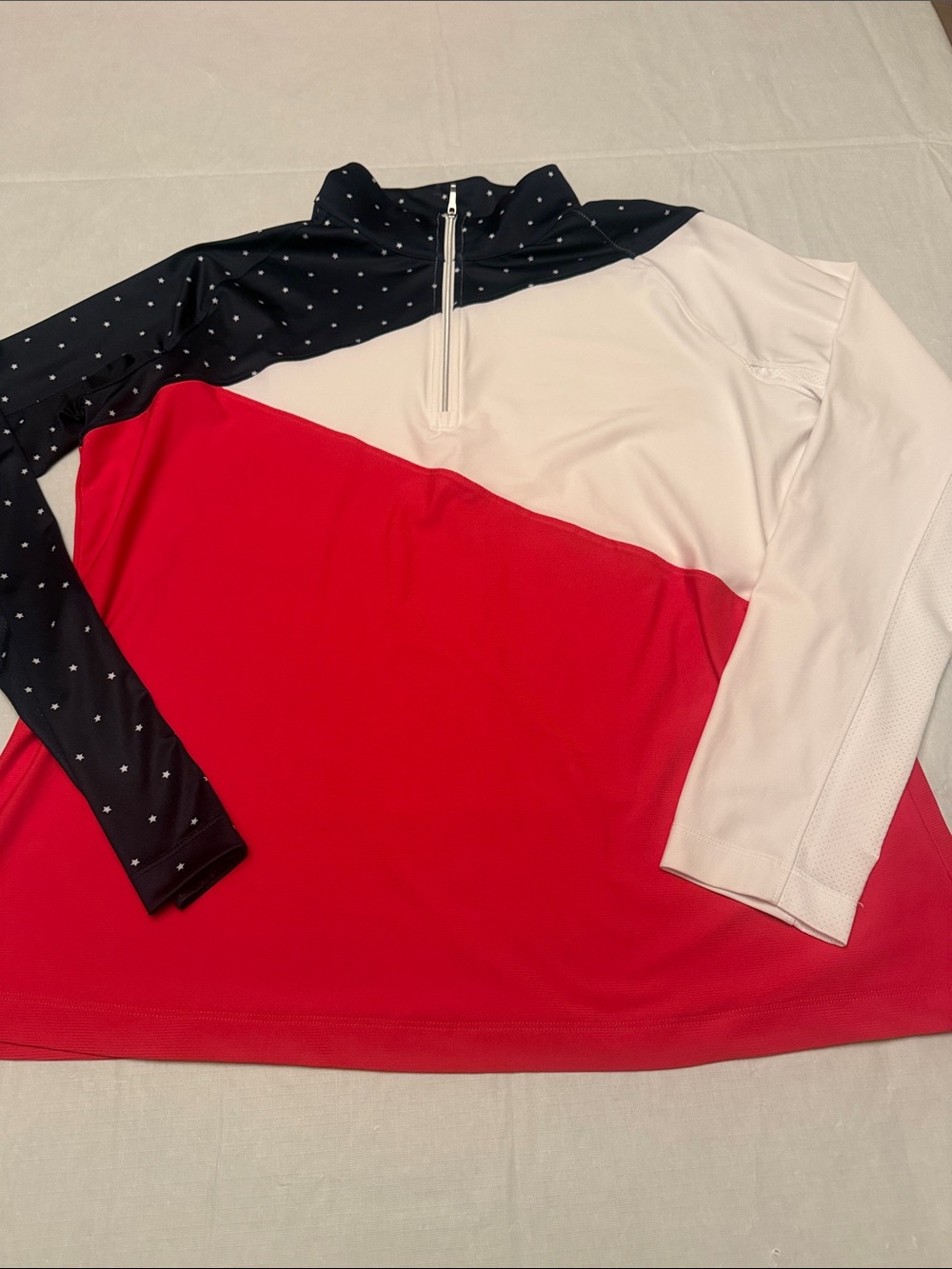Lady Hagan Colorblock Half-Zip - Navy, White & Red